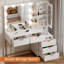 Bureau de meuble-lavabo avec miroir et 3 lumières colorées - meuble-lavabo de maquillage moderne de 45,3 po avec 5 tiroirs de rangement et prise de courant, adapté à la chambre à coucher