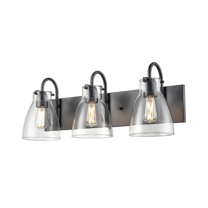 Coiffeuse 3 lumières Emma, Ébène avec verre transparent