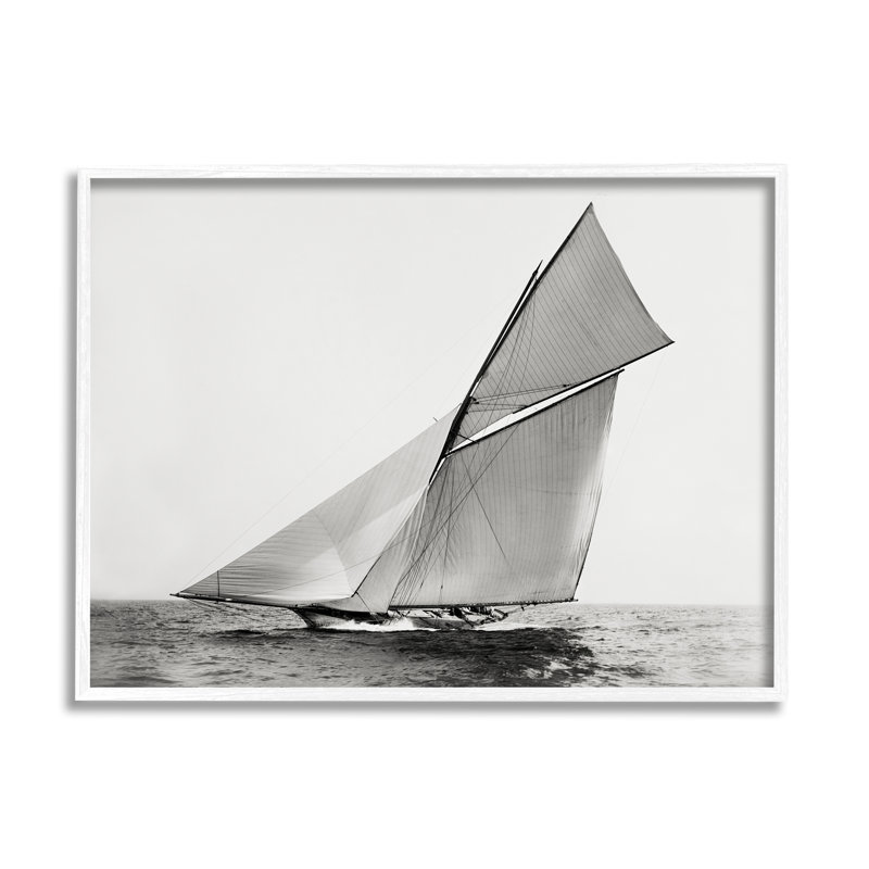Az-989 - Photographie de bateau majestueux encadrée, Estampe numérique encadrée blanc bord de mer