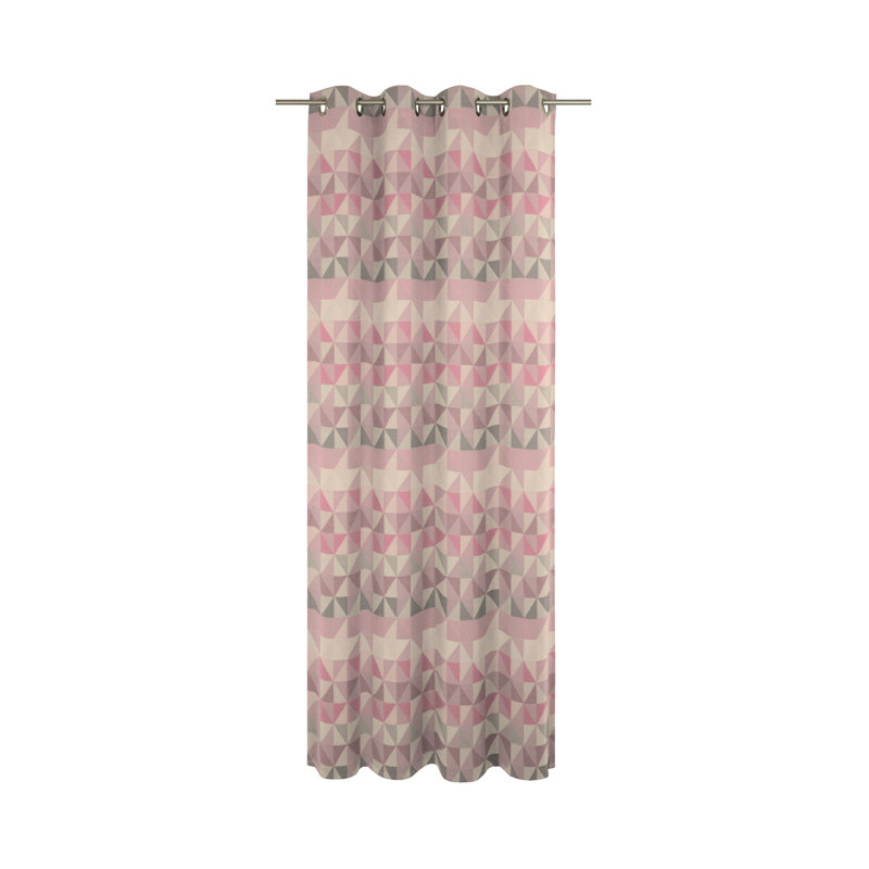 Vanesa Cotton Room Darkening Curtain Single Panel, 145 W x 175 D cm, Pink/Misty Rose/Beige