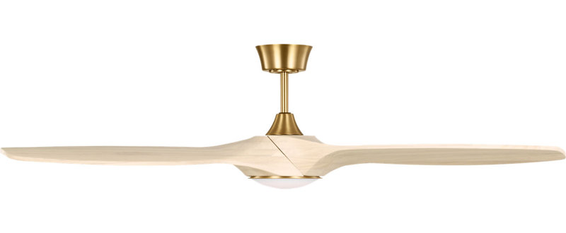 Selen Smart LED Ceiling Fan, Washed White Oak, Burnished Brass, 60" Wide