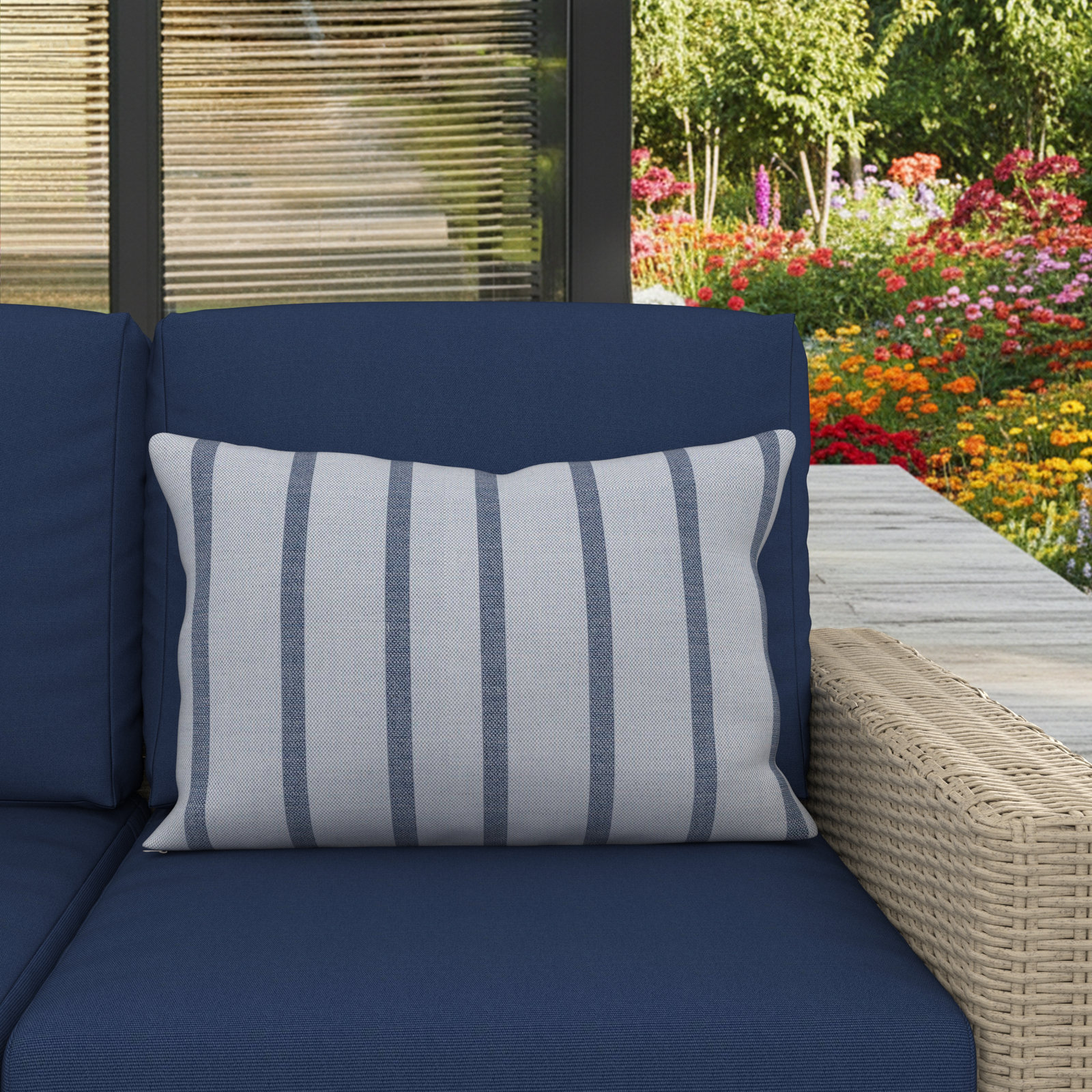 Amala 20" x 3" Sunbrella® Throw Pillow, Unwind Sky