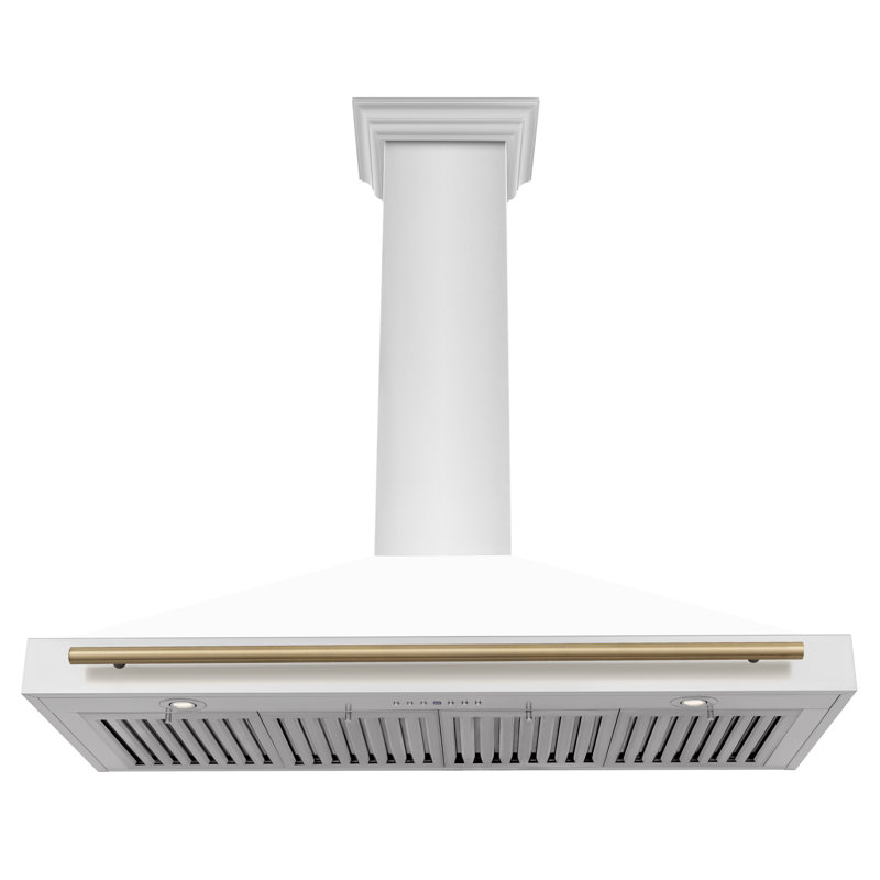 Hotte de cuisine en acier inoxydable 48 po ZLINE, Blanc mat / or