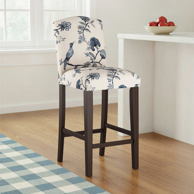 April Bar & Counter Stool, Bar Stool (31” Seat Height), Shaana Indigo, Espresso