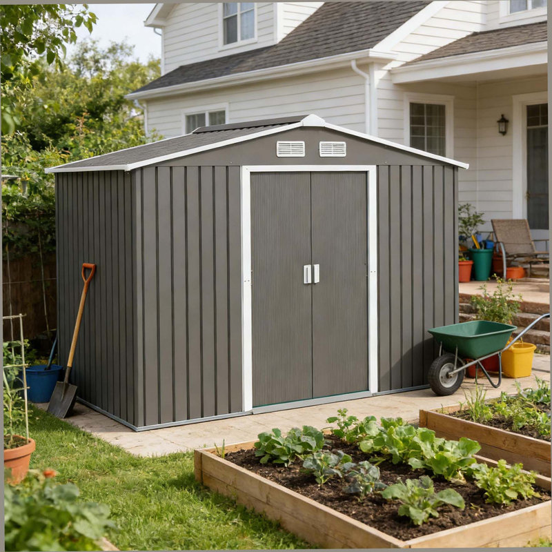 Garage Garage, grande remise extérieure, Grey, 109.2" H x 76.8" W x 75.6" D