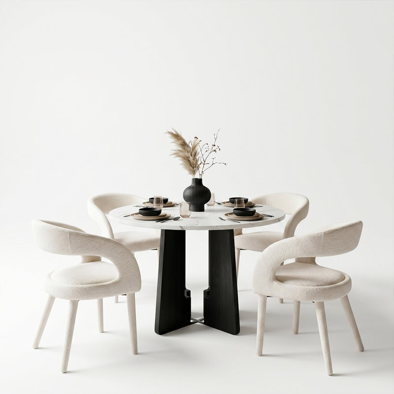Ensemble de salle à manger 5 pièces avec 4 chaises rembourrées Donegan, Oatmeal