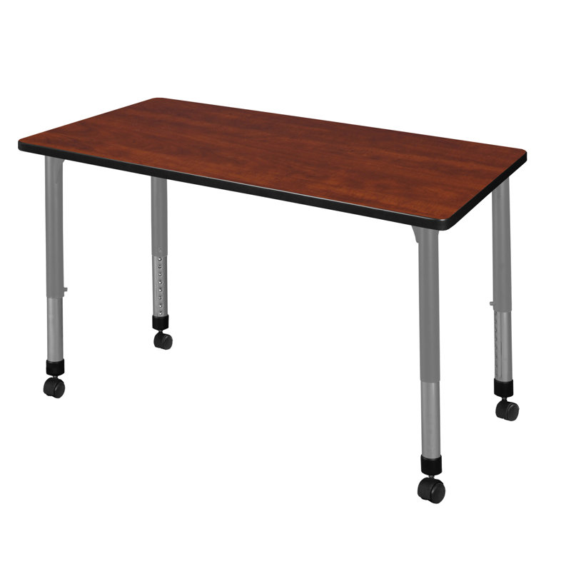 Kee Height Adjustable Training Table with Casters, Cherry