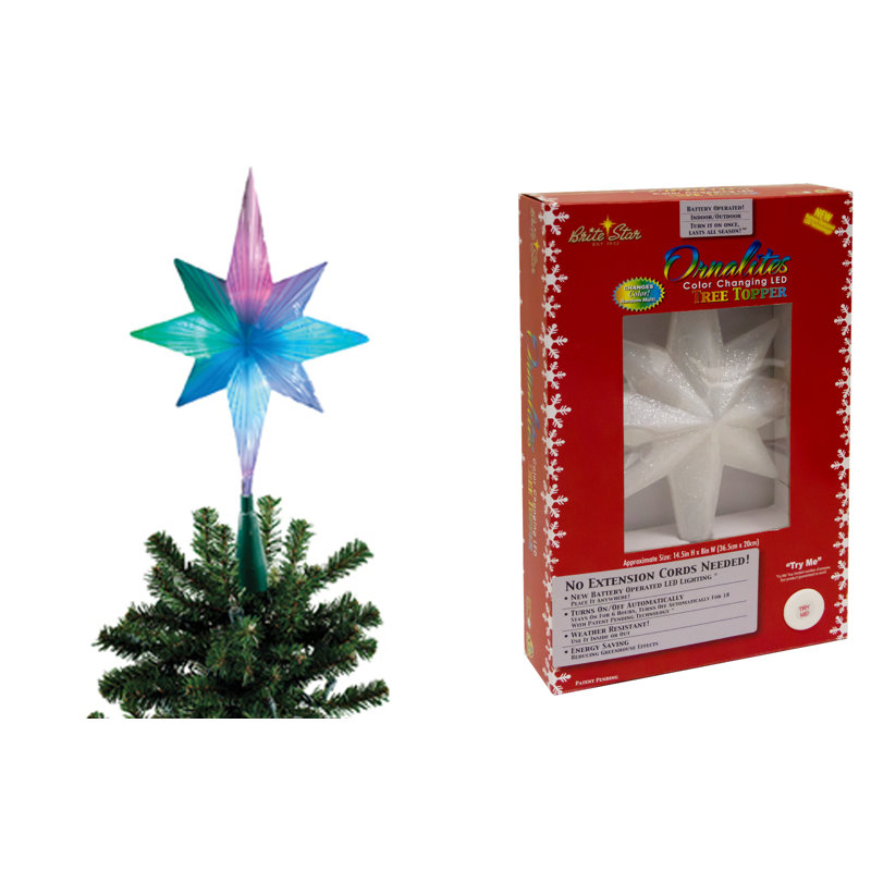 14.5" Winter Frost B/O Multi-Color LED Bethlehem Star Christmas Tree Topper