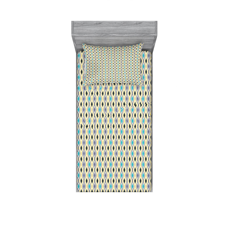 Ensemble de draps à lignes verticales, Ensemble de draps pour lit simple avec drap-housse