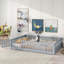 Structure de lit double pour enfant Kid Sleep and Play, bois d'hévéa massif avec barrière de sécurité et porte, gris neutre