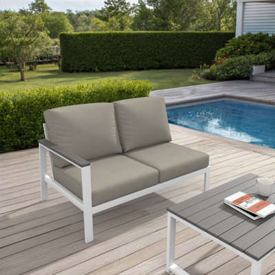 Causeuse modulaire d'extérieur gauche avec coussins Sunbrella