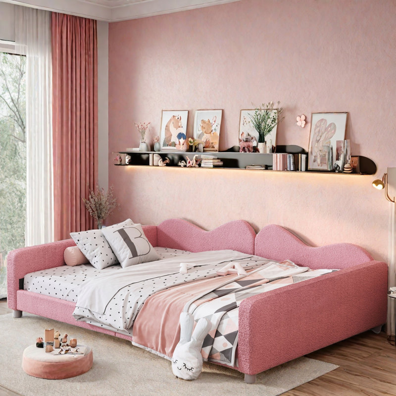 Gagalis Upholstered Gagalis With Cloud-shaped Backrest, Full/Double, Pink
