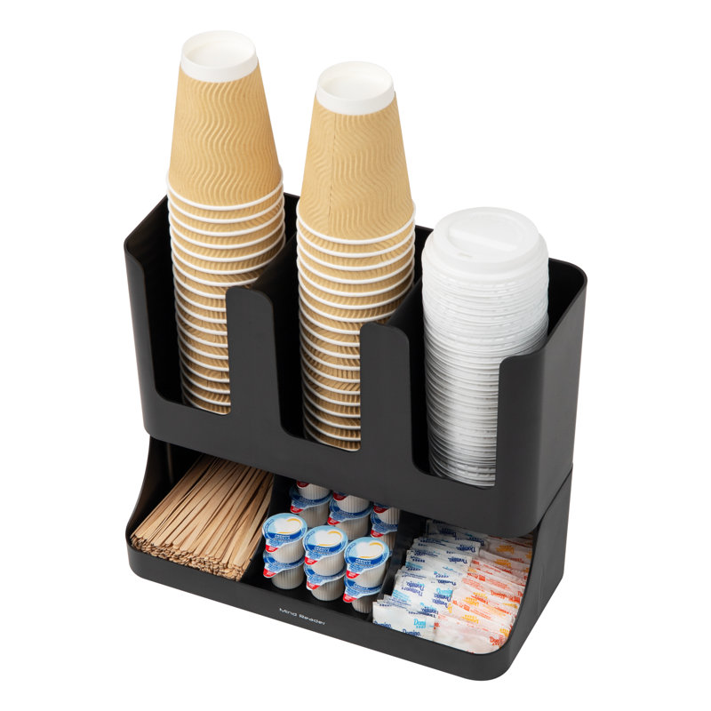Black 6-Compartment Coffee and Condiment Storage Organizer
