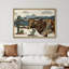 «Western Decor Longhorn Cow Portrait Animals Wildlife Mountain Nature Artwork Modern Art Landscape», reproduction d'art sur toile-94585546-94585549