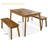 3-Piece Acacia Wood Table & Bench Set