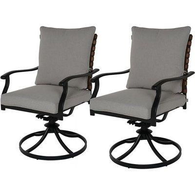 Everite Outdoor Dining Chair Set of 2, 360-degree Rotation, Gray