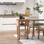 Îlot de cuisine 37 po en bois moderne avec abattant, chariot à roulettes et panier de rangement