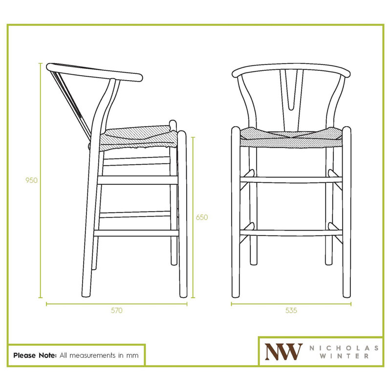 Nicholas Winter - Wooden Scandi Danish Style Bar Stools - Natural - Set of 2, Black