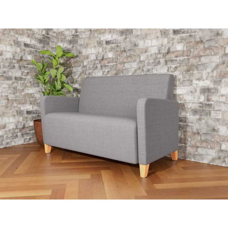 Causeuse de réception Ravenna, Gris chambray, Bois naturel