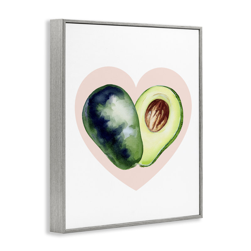 Giclée encadrée avocat en forme de cœur, design par Lil 'Rue, H 30 po x l 24 po, Estampe numérique Farmhouse