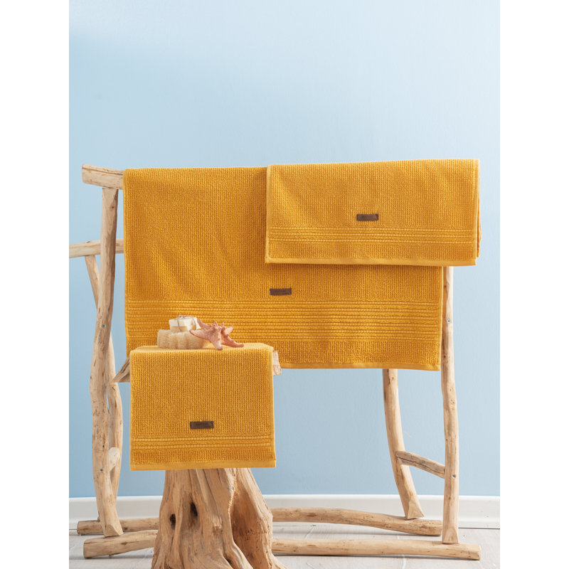 Ensemble de serviettes luxueuses 100% coton (3 pièces) en jaune éclatant | Serviette de bain 29,5 x 59,1 pouces, serviette à main 19,7 x 35,4 pouces, débarbouillette 11,8 x 19,7 pouces | Ultra-absorbant, lavable à la machine, doux et durable