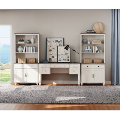 Executive Desk Office Set with Bookcase