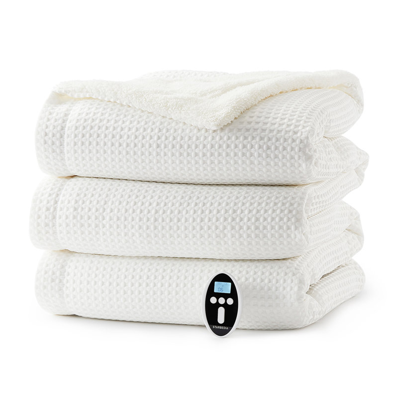 Heated Throw Blanket, White, 254cm L x 228.6cm W