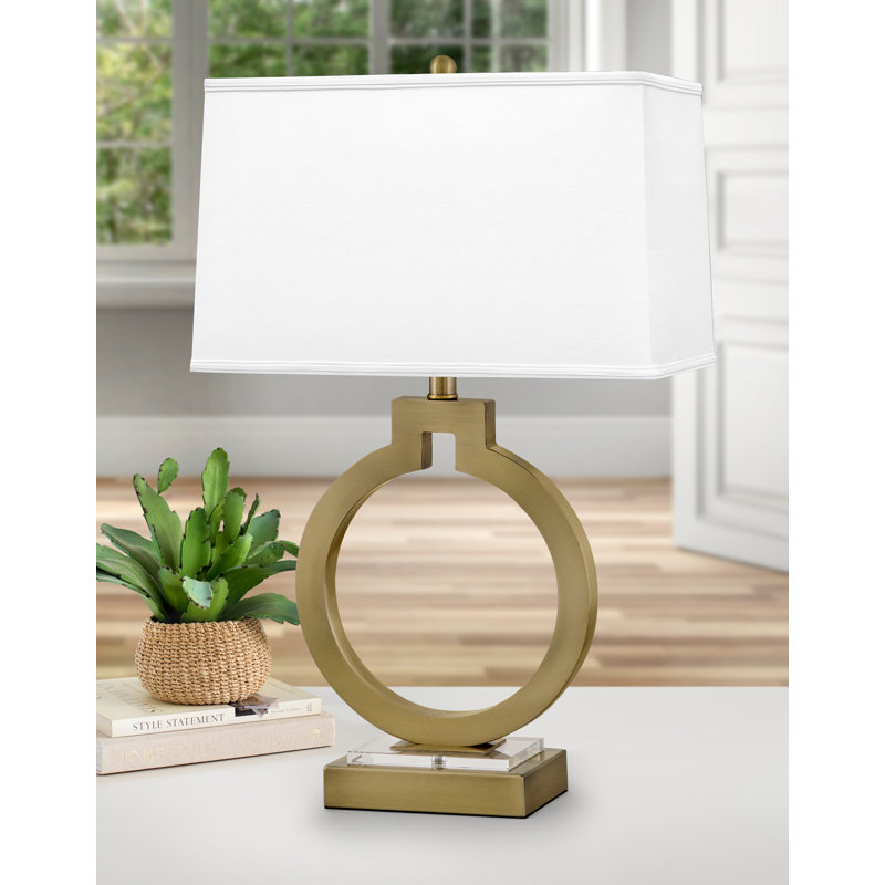 Chaive 28 inch Table Lamp with Touch Switch USB-A and USB-C Ports, Antique Brass