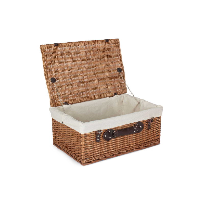 Wicker Basket with Lining, 15cm H x 36cm W x 26cm D, Double Steamed Hamper/White Lining