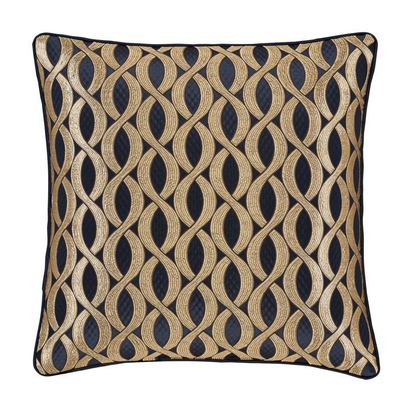 Baylor 20" Navy and Gold Woven Damask Throw Pillow
