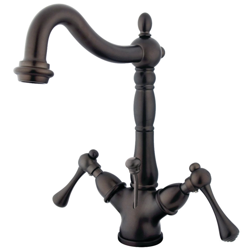 Robinet de salle de bain Kingston Brass Heritage à double poignée, montage sur plage, 1 ou 3 trous, avec bonde escamotable en laiton