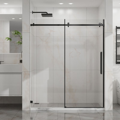 56" - 60" W x 72" H Frameless Sliding Shower Door, 1/4" Tempered Glass with Easy-Clean Coating & Adjustable Width