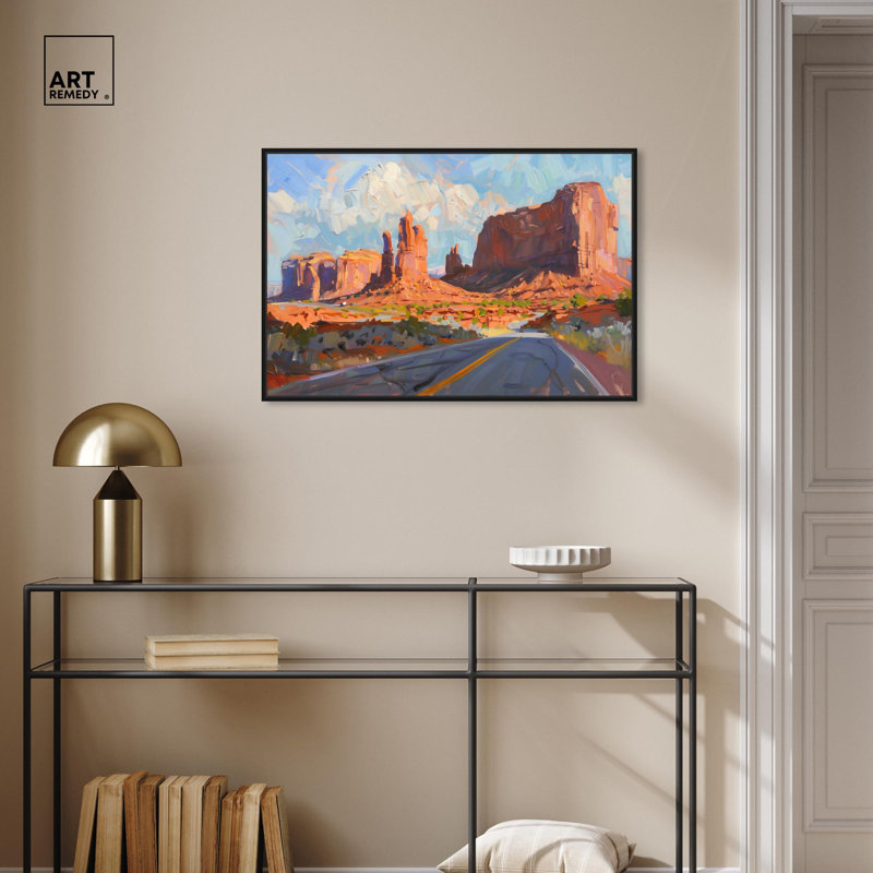 «Canyon Roads», impressionisme sur toile par Art Remedy, H 11 po x l 16 po, Cadre noir