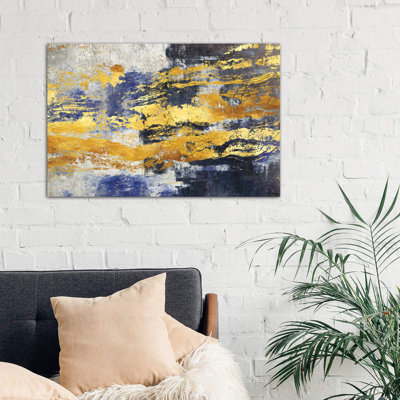 Gold And Blue by Maximiliano Casal - Wrapped Canvas Print