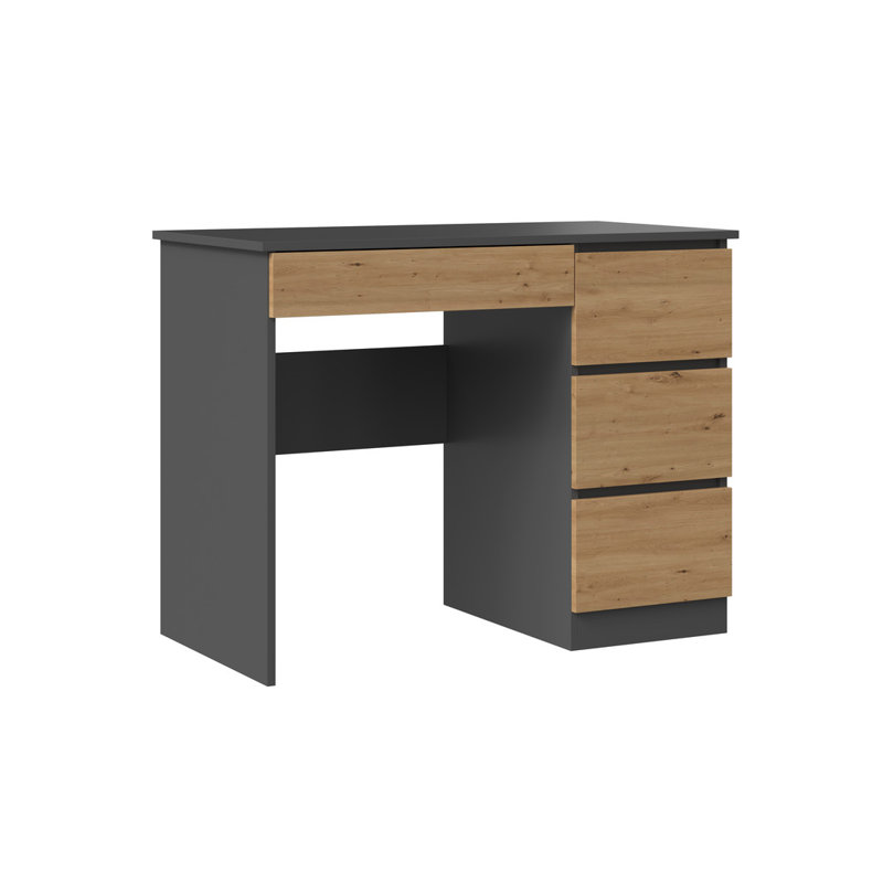 Eufelia Computer Desk, Black/Walnut, Right