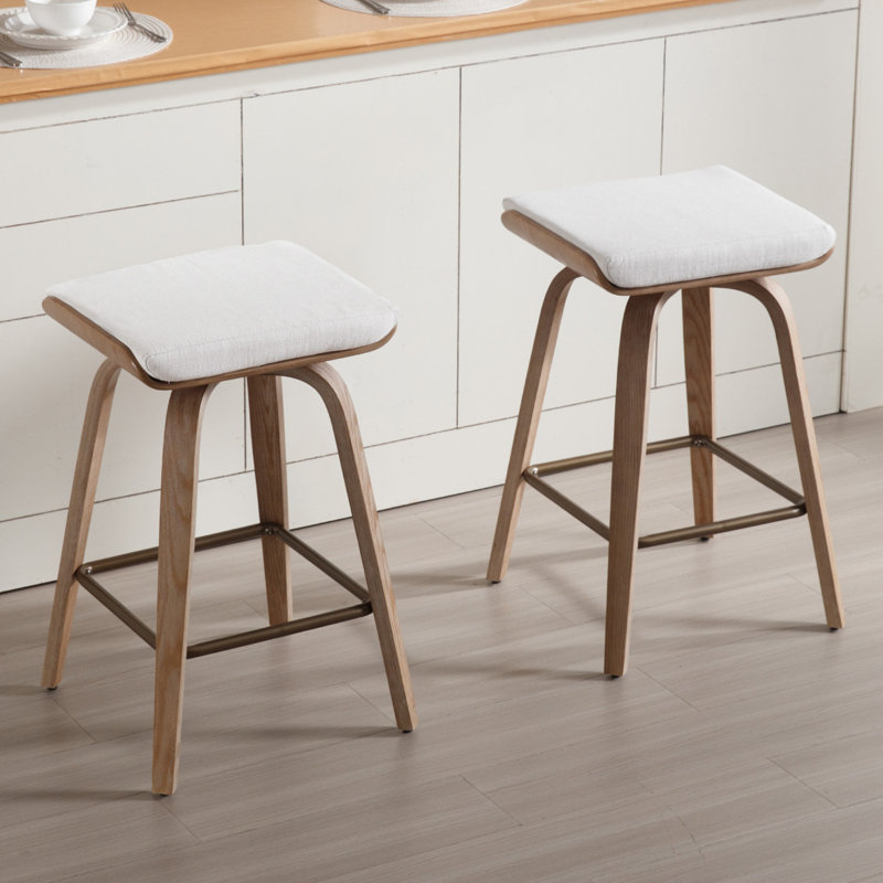 Modern Upholstered Swivel Counter Stool With Wood Frame,Counter Height Bar Stool For Kitchen Island,Coffee Bar, Beige/brun