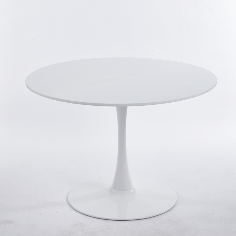 Table de salle à manger, table basse avec plateau rond en panneau de fibres à densité moyenne, base à piédestal