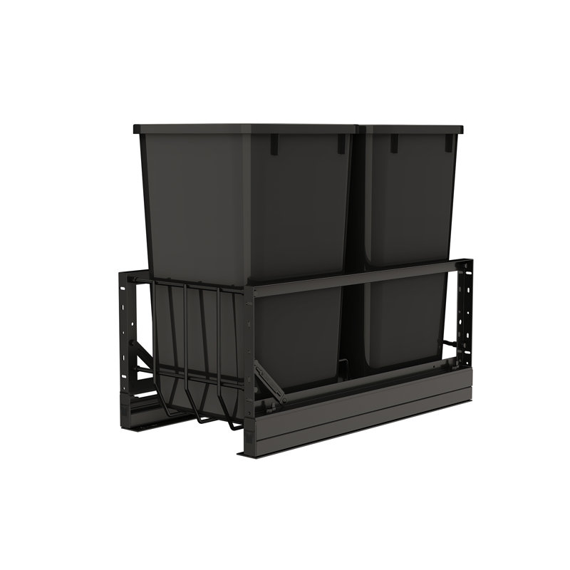 Rev-A-Shelf Double Pullout 35 qt. Kitchen Trash Can w/ Soft-Close, 5349-18DM-218, 8.75 qt., 22.92" H x 14.77" W x 22.09" D