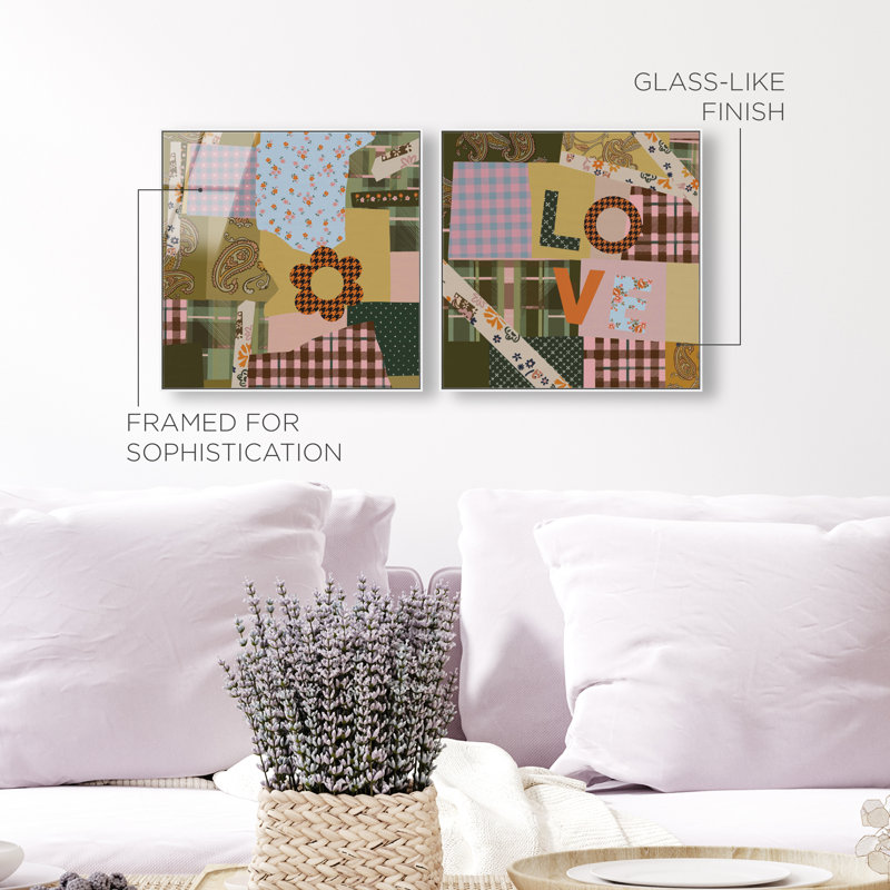 Retro Scarf Set High-Gloss Frameless Acrylic Glass Wall Art Typography and Symbols Print by Oliver Gal, Ready to Hang, 12 x 12