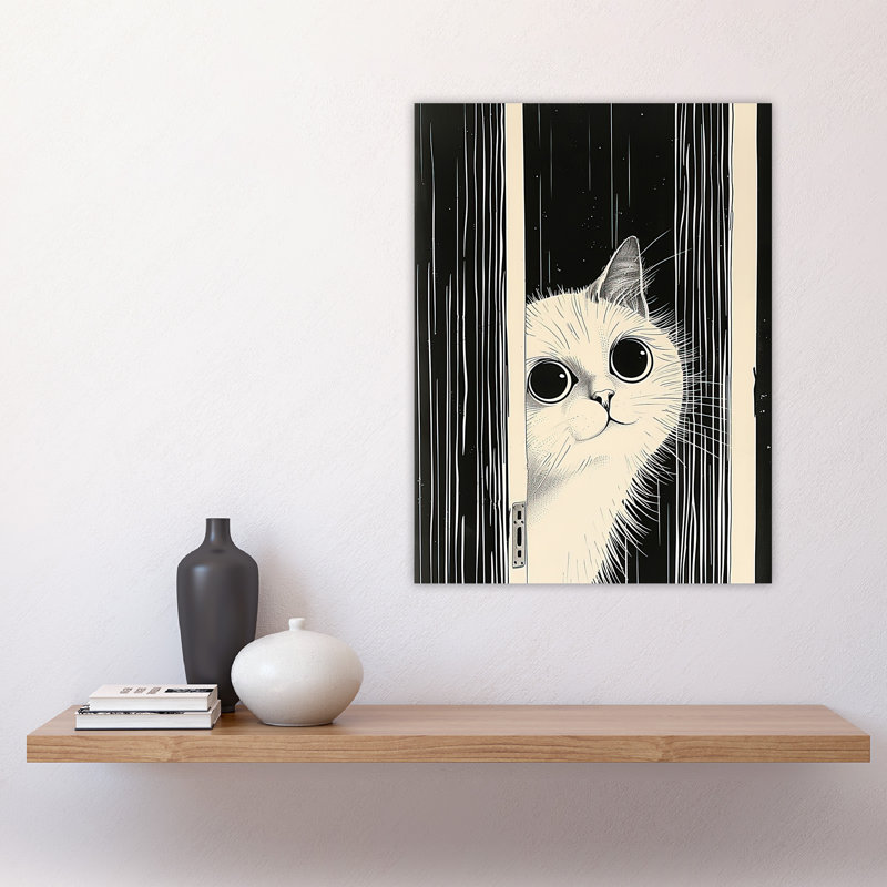 Cute Kitty Black Cat Lover Pet Painting Wall Art Print