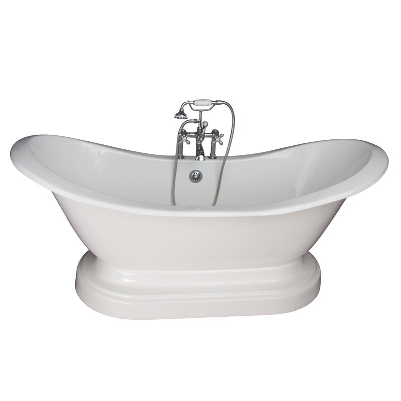 Marshall 71'' x 30.5'' Freestanding Soaking Cast Iron Bathtub with Faucet