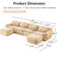 Canapé 4 places en forme de U sans armature, avec mousse haute résilience 32D, antidérapant, assise ergonomique, aucun assemblage requis, couleur kaki, idéal pour un usage domestique, base incluse.