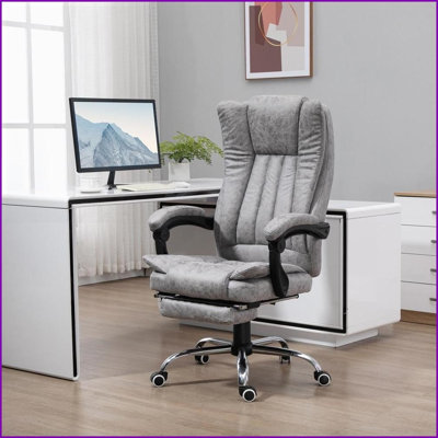 Massage Office Chair, Reclining High Back with Heating &amp; Massage, Gray | Polyester