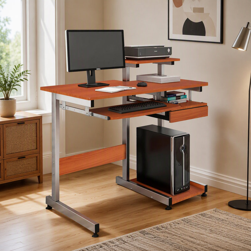 Bureau d'ordinateur complet, fini bois