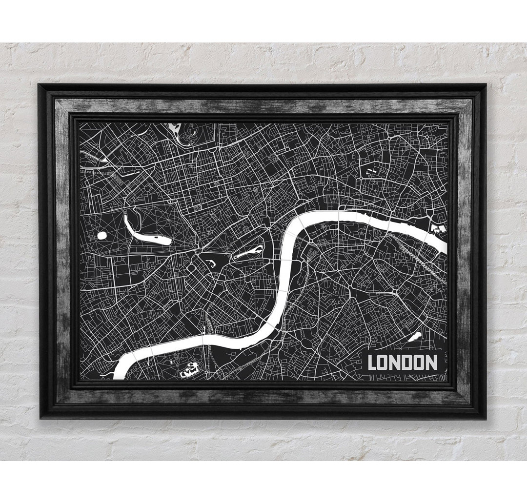 Die Karte von London Thames 3 - Einzelne Bilderrahmen Kunstdrucke