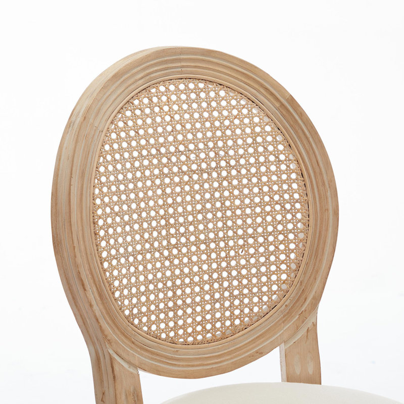 Ensemble de 2 tabourets de bar en bois massif avec tabourets de cuisine en bois massif de style campagne française classique pour comptoir de bar - Beige
