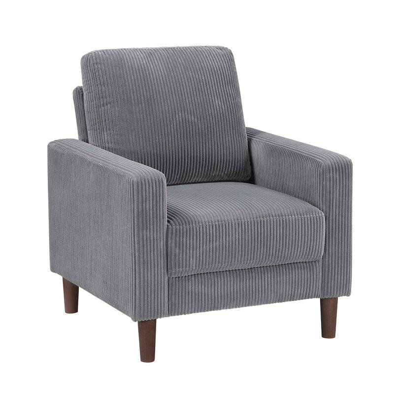 Chaise de salon moderne en velours côtelé rembourré avec coussin confortable en bois massif 1pc, Gris
