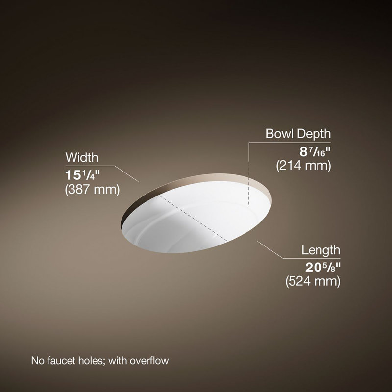 Serif Metal Oval Undermount Bathroom Sink, White