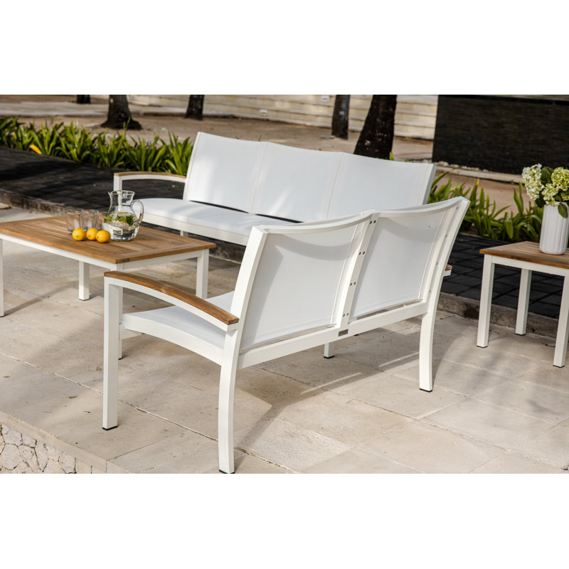 SoHo 42" Square Teak Aluminum Outdoor Coffee Table, Black