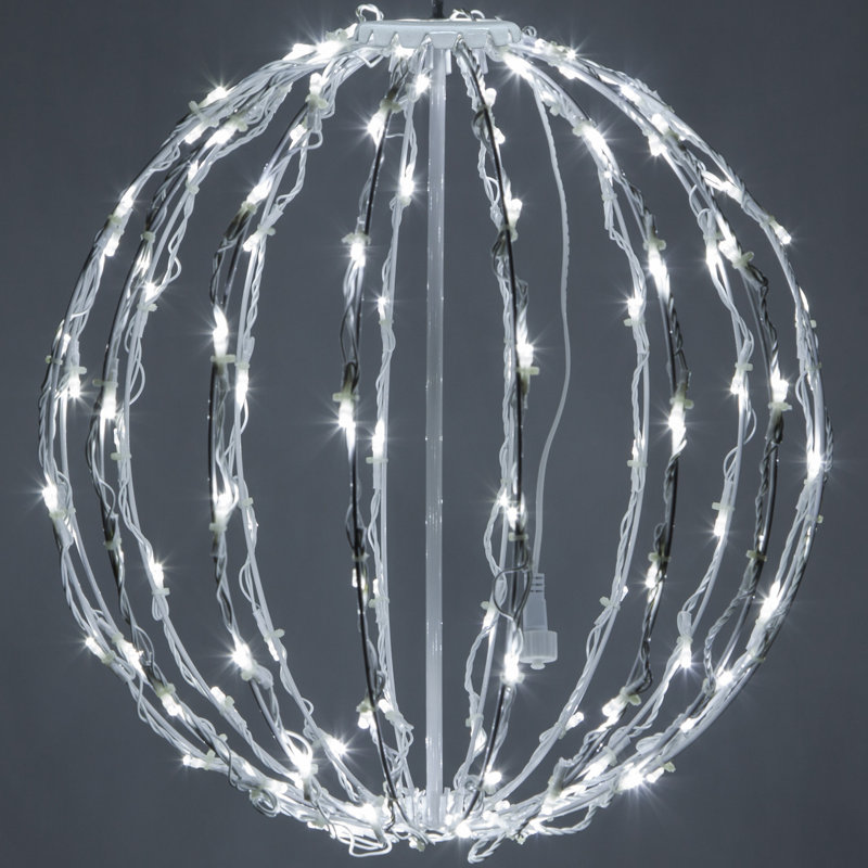 Fold-Flat LED Metal Lighted Outdoor Decoration, 16" H x 16" W x 16" D, Cool White